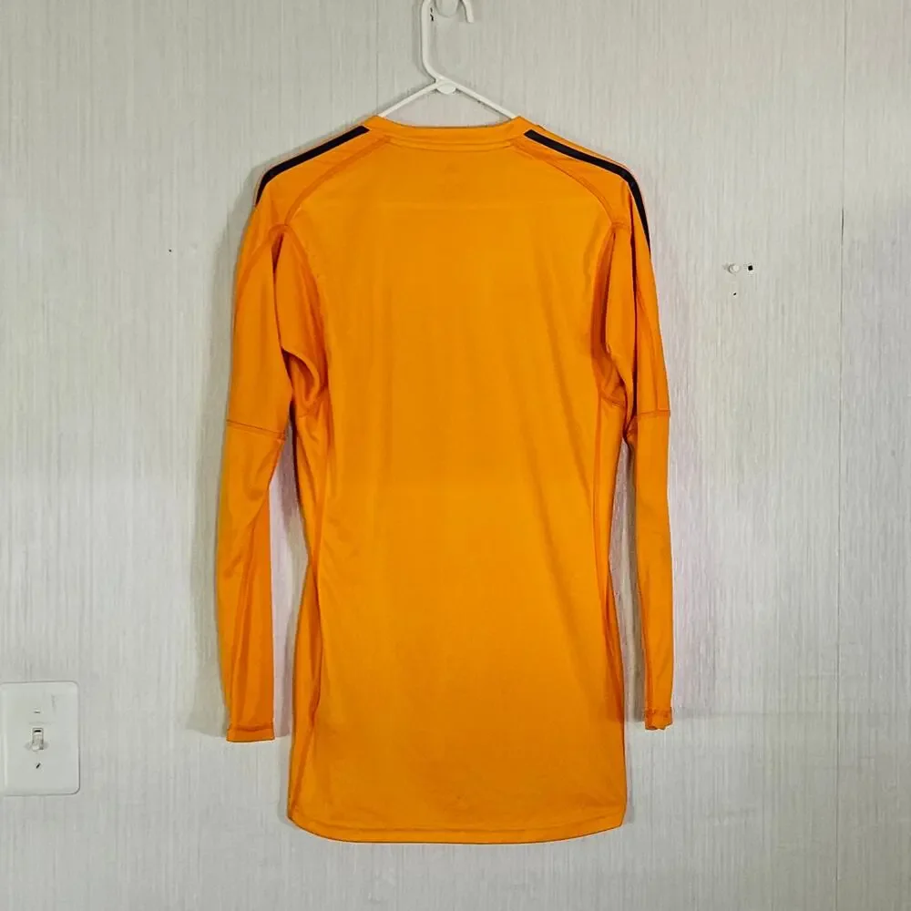 Adidas Climalite Long Sleeve Athletic Shirt Orange Stripe Sz S